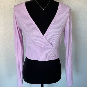 Wild Fable Lavender Ribbed Wrap Long Sleeve Top Women’s Medium